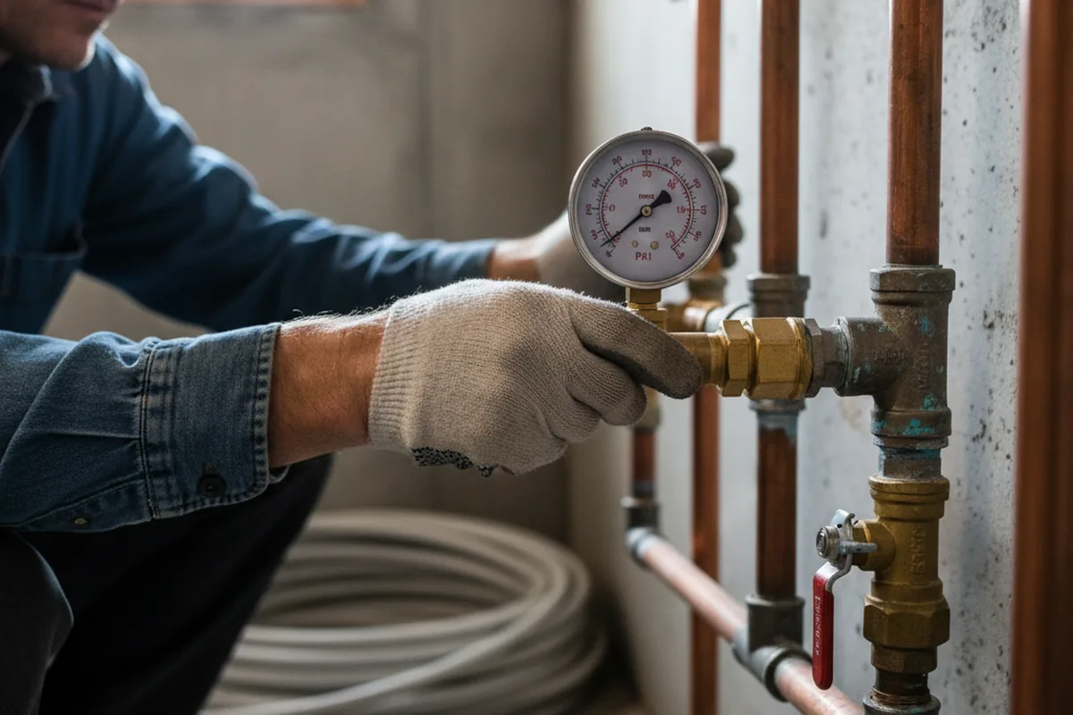 Pressure testing a repaired line during Water Line Repair in Owings